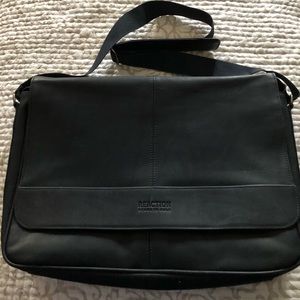 Large Blue Leather Messenger Bag